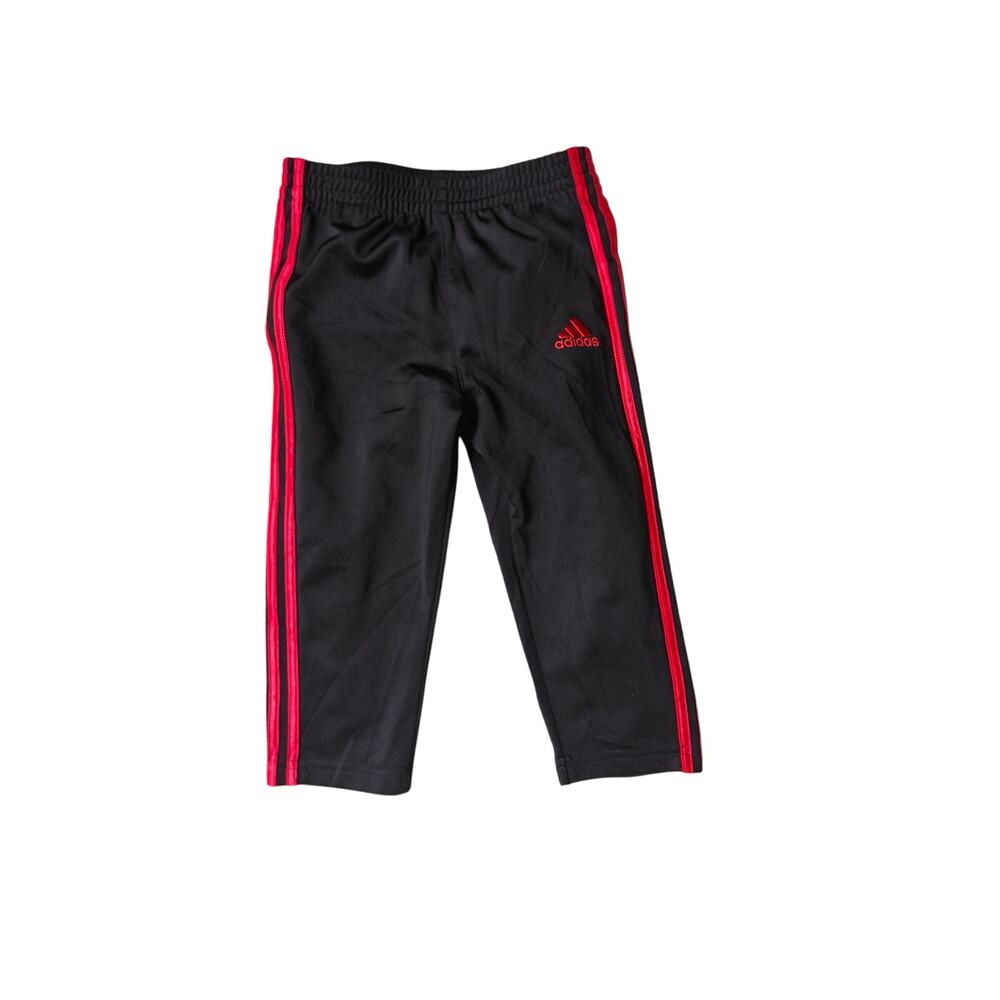 Adidas Toddler Track Pants 18m Black Red 3-Stripes Tricot Elastic Waist